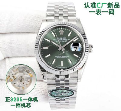 Clean Factory Rolex Datejust 3235 Green Face Watch 36mm